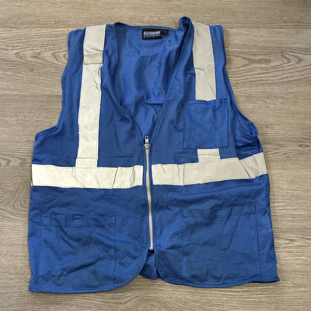 ERB Blue Safety Vest With Three Pockets, High Visibility Size Medium